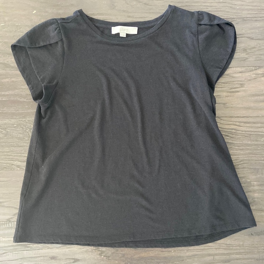 Loft Large Petal sleeve Black top